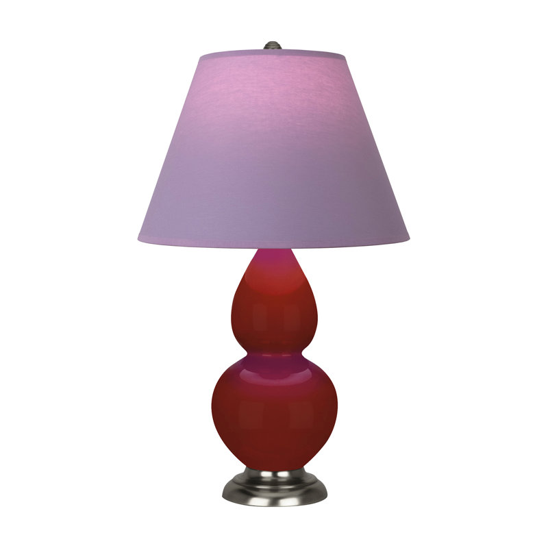 Petite lampe d'appoint à double gourde, Lavande / prune, Argent antique, Rouge sang-de-bœuf