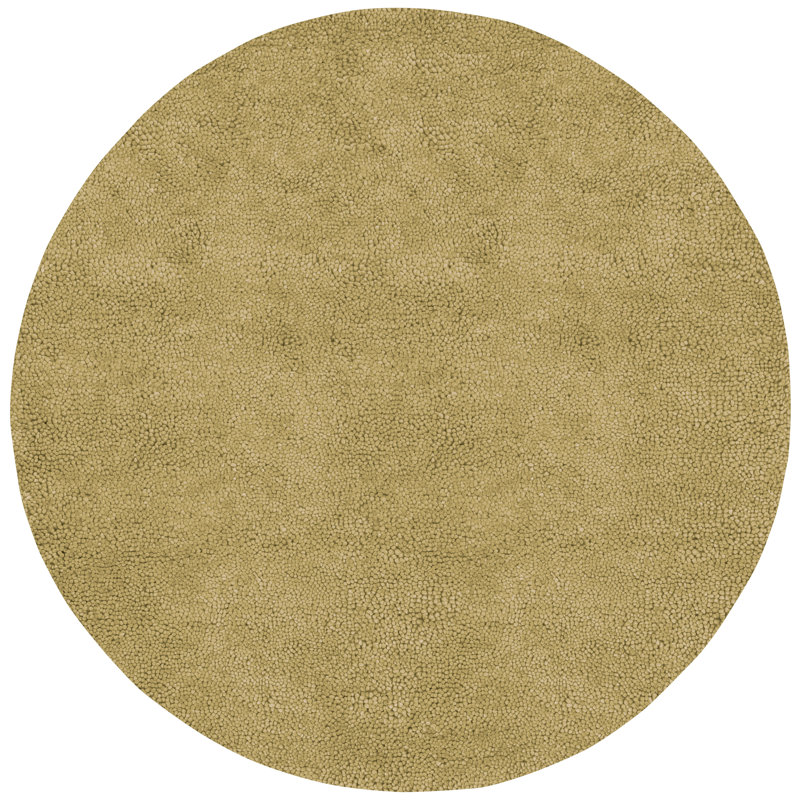 Tapis de zone brun clair en laine à tissage plat fait main Bonney, Rond 10 pi