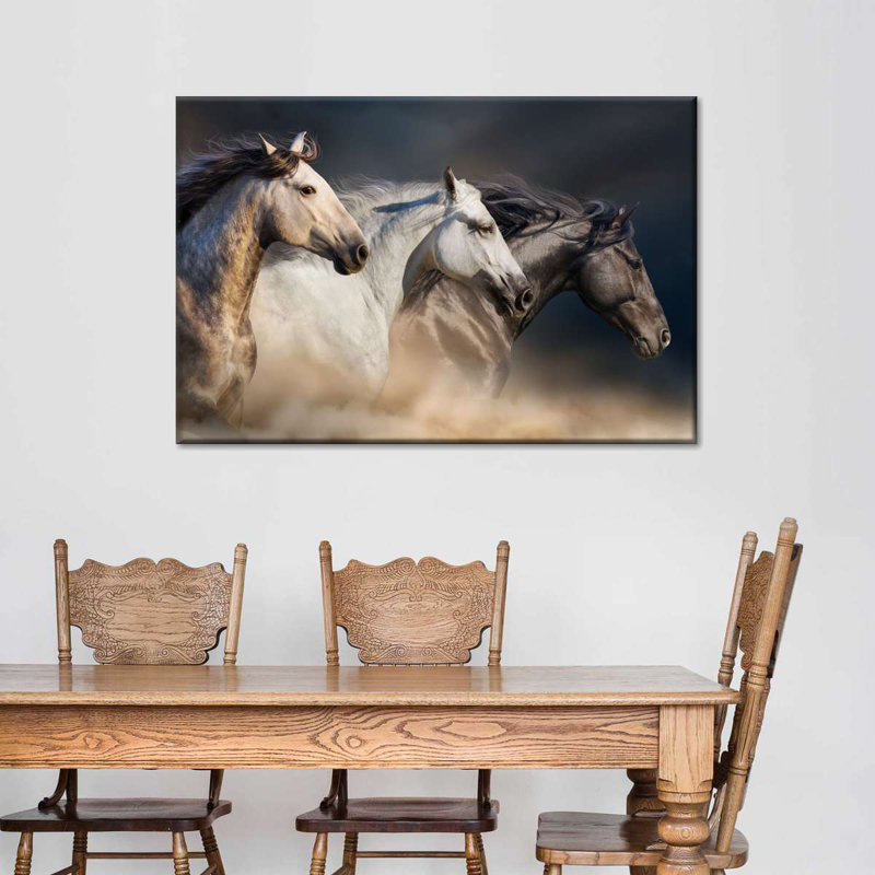Chevaux magnifiques sur toile, H 20 po x l 30 po x P 1,25 po