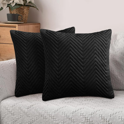 Ultra Soft Embossed Quilted Velvet Throw Cushion Covers for Sofa, Couch, & Bedroom Décor - Hidden Zipper, Machine Washable & Crushed Velvet