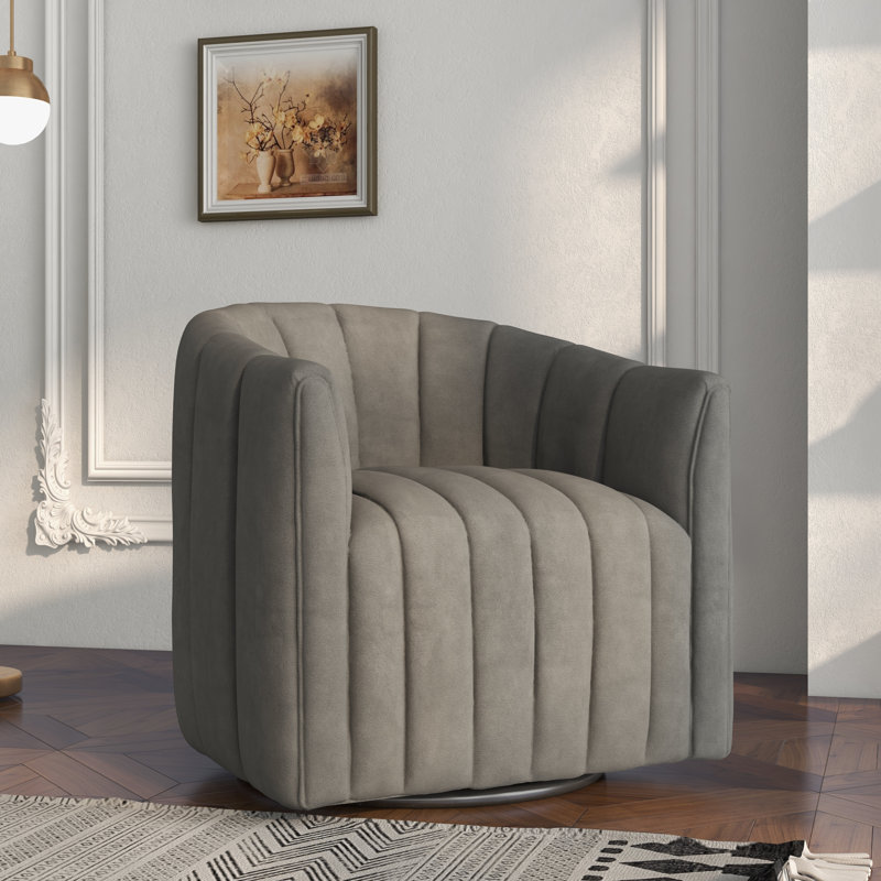 Fauteuil demi-tonneau pivotant Annelotte, gris