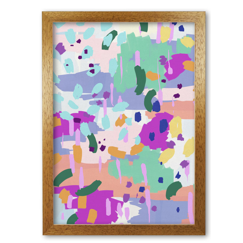 Oil Abstract I - Print, Honey Oak Frame, 85 cm H x 60 cm W x 5 cm D