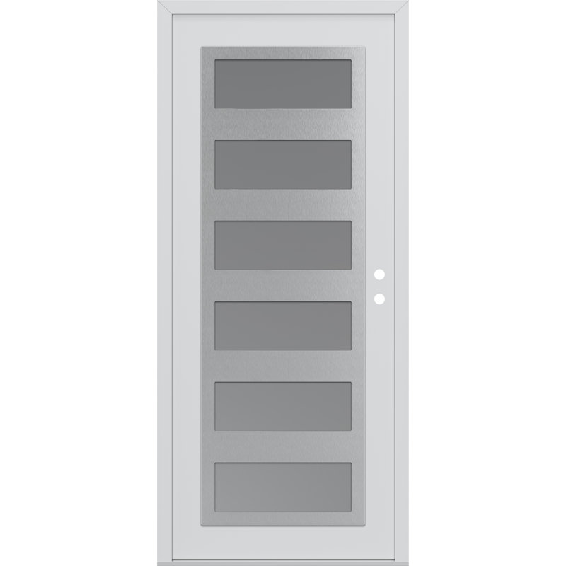 C9 à gauche 36 po X 80 po Porte d'entrée avant à panneau en verre givré blanc et blanc, Gelé