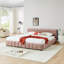 Très grand lit rose avec revêtement et rangement en chenille - Tiroir en tissu de style moderne confortable-2030842654