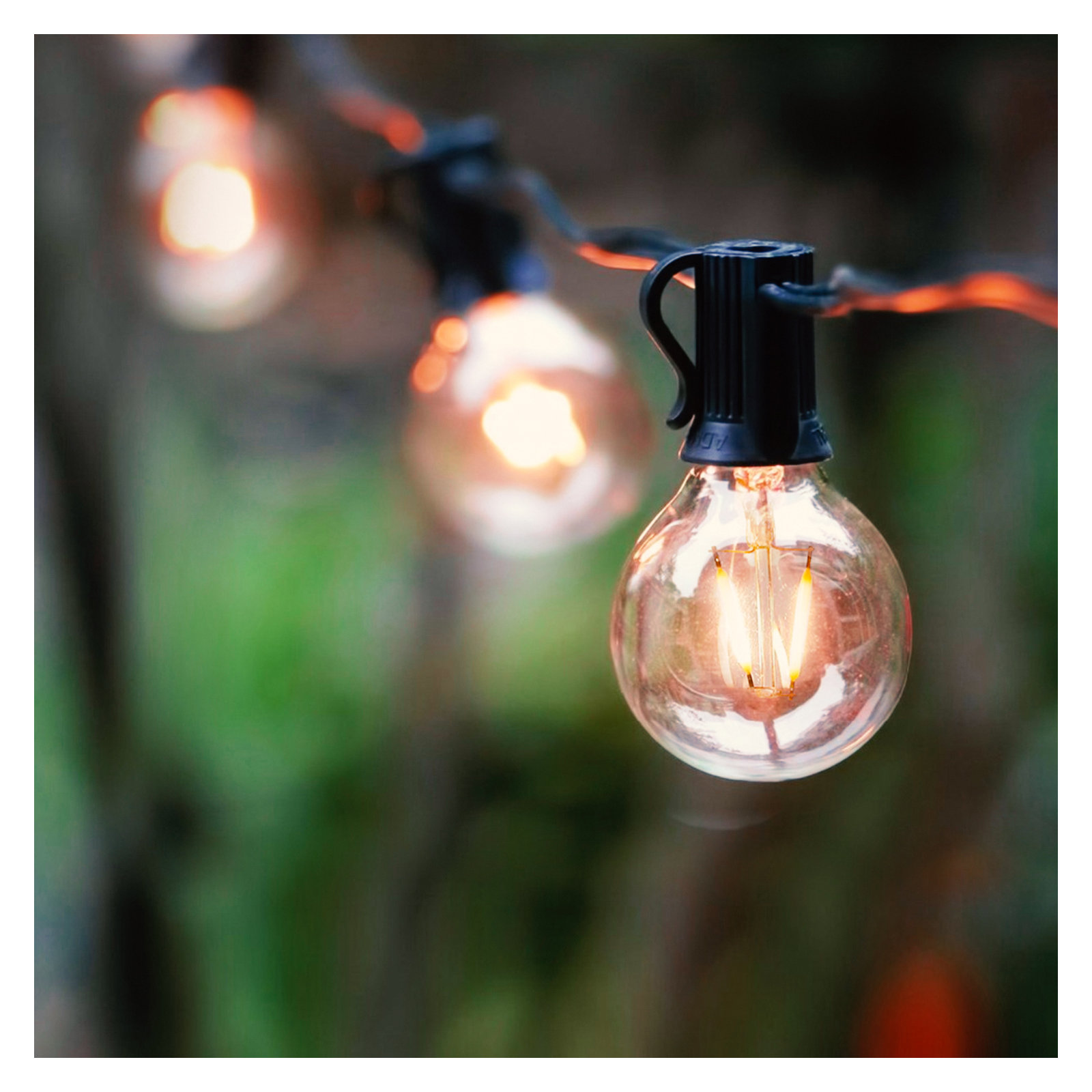 Pro 12-Light 26 ft. Outdoor Plug-In LED 1-Watt G40 Soft White Bulb String Lights, Black