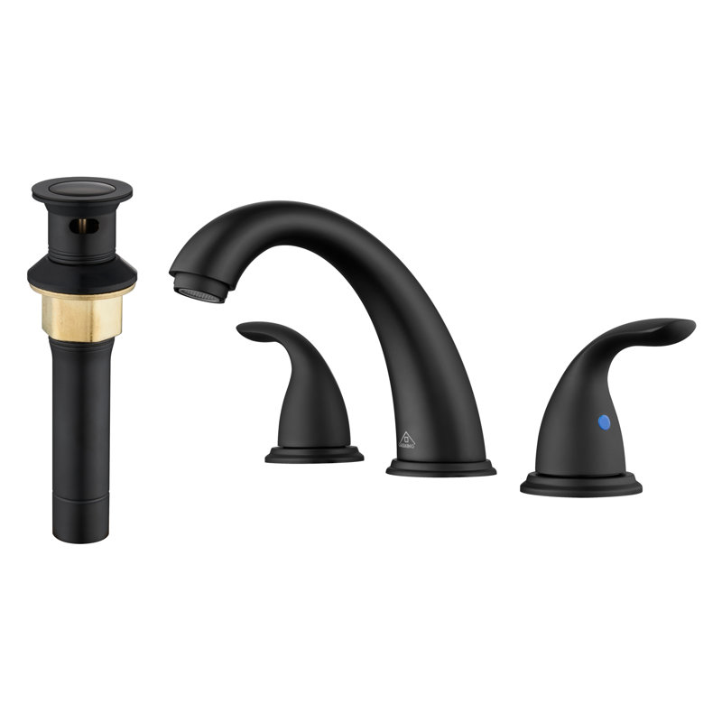 Widespread Faucet 2-handle Bathroom Faucet with Drain 1.2 GPM, Matte Black