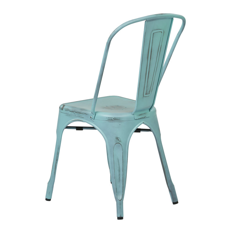 Chaise de salle à manger empilable en métal Ogawa, Bleu ciel antique