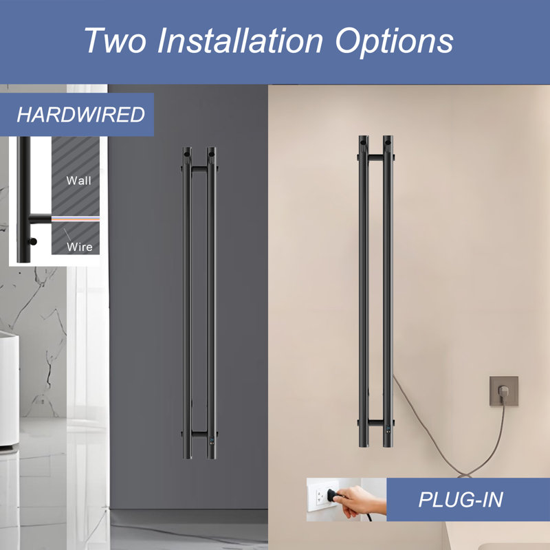 Electric Towel Warmer for Bathroom, Heated Towel Rack With Timer, 33'' H X 25'' W X 3.5'' D