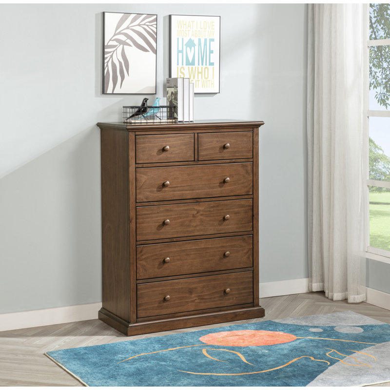 Commode 6 tiroirs Carlo, Brun moyen