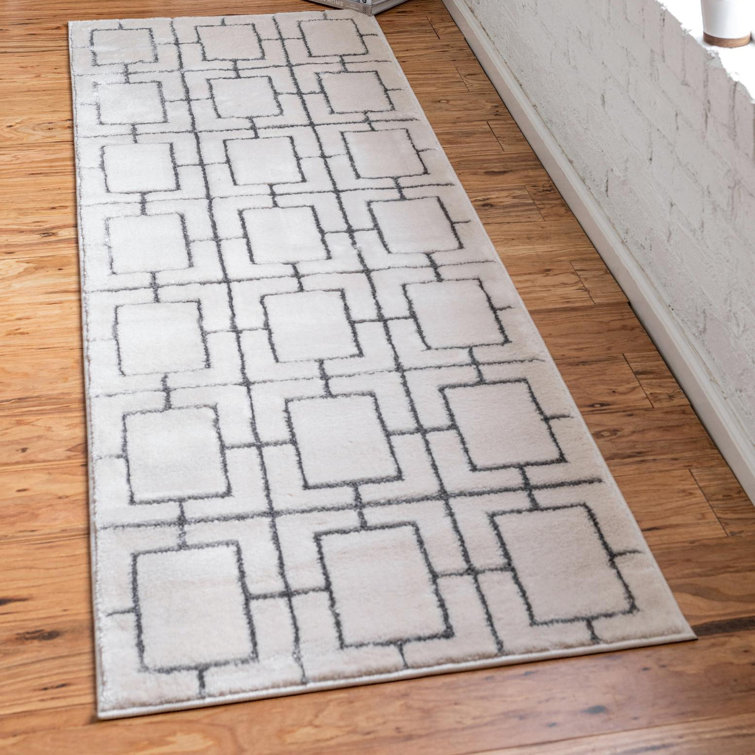 Glam Geometric White Silver Area Rug