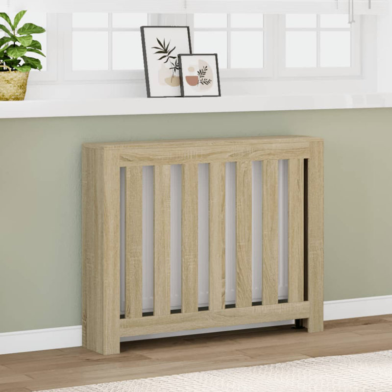 Small Radiator Cover, Sonoma Oak, 104 x 20 x 82 cm, Vertical Slats
