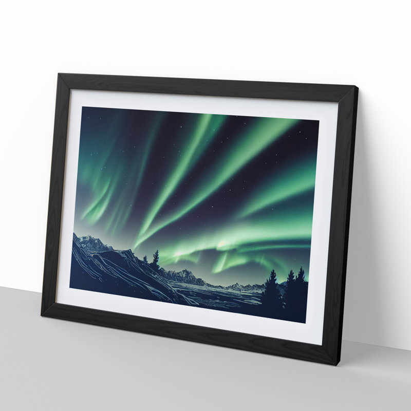 Bold Northern Lights - Single Picture Frame Print, Black Framed, 25cm H x 34cm W x 2cm D