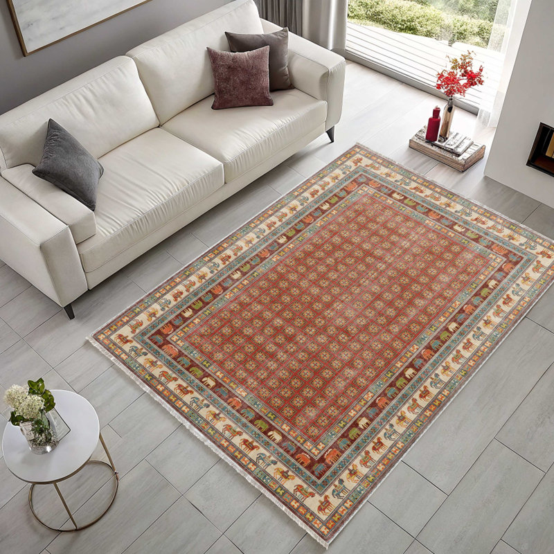 Tapis miniature en chenille de coton rouge pastel Lacasa, Tapis de couloir 4 pi x 8 pi 3 po