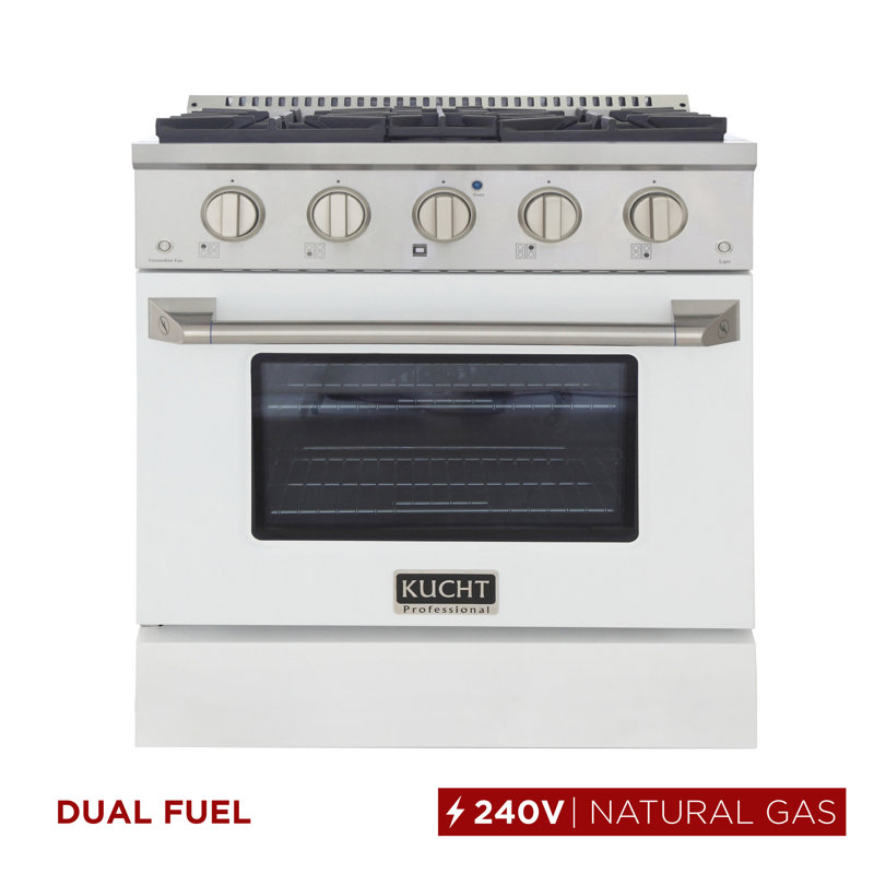 Kucht 30'' W Free Standing Range, White, Natural Gas