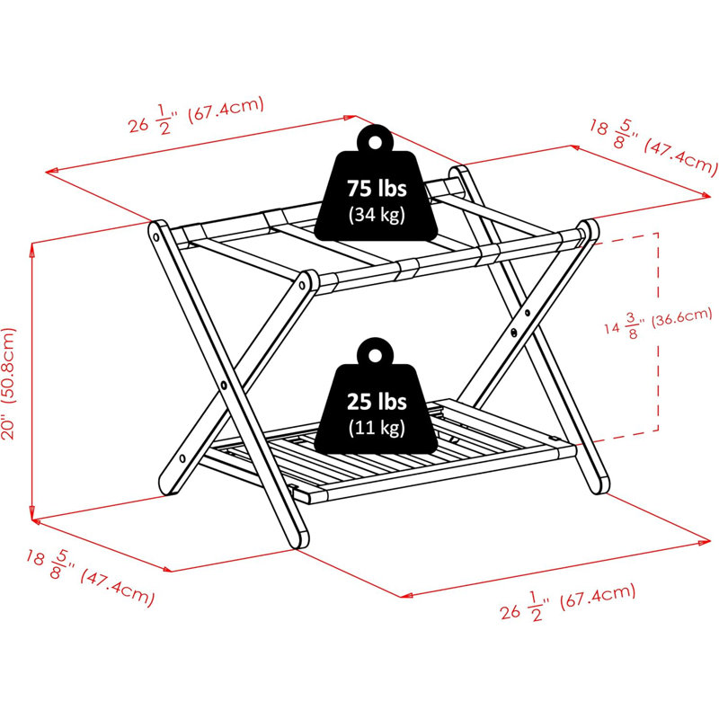 Luggage Rack With Storage Shelf, Espresso, Espresso