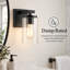 Luminaire pour meuble-lavabo de salle de bain 1 lumière avec abat-jour en verre transparent Meridian, applique murale moderne, étanche, noir-1933754810-1942731396