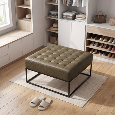 Owen Genuine Leather Square Ottoman