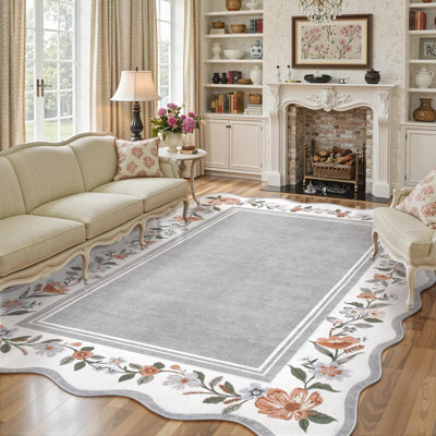  Tapis floral festonné à motif floral Boho