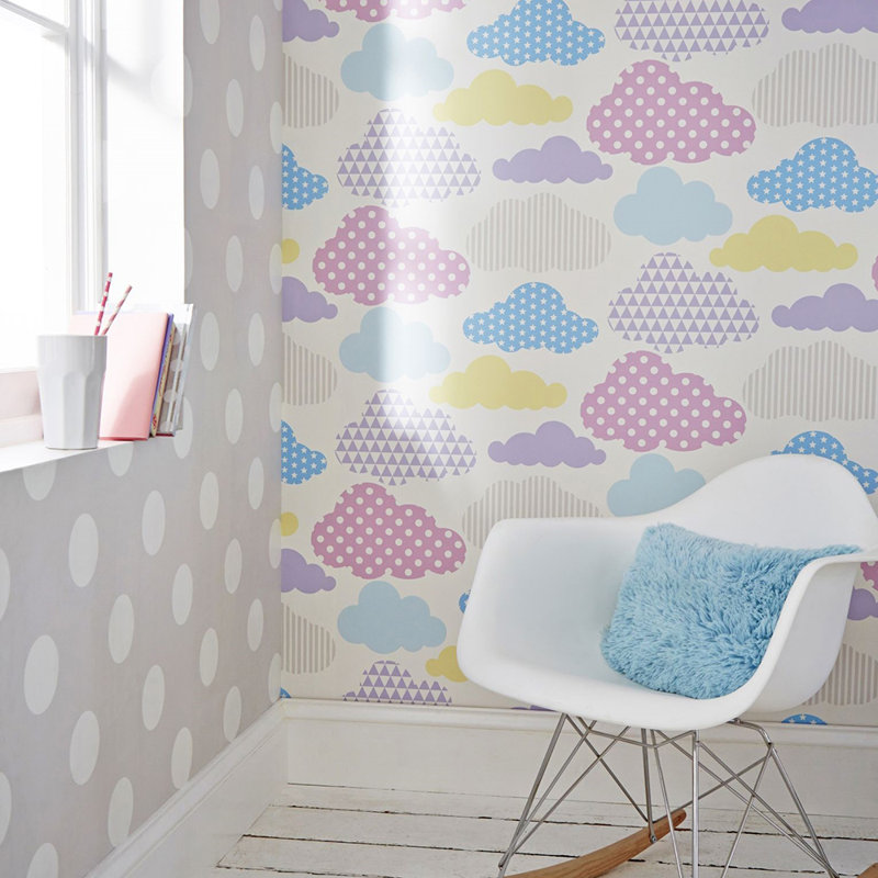 Cotton 10m x 52cm Matte Wallpaper Roll, Grey/White