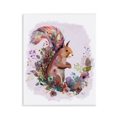 Art mural écureuil et guirlande florale par Fab Funky