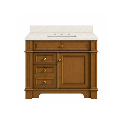 Joselle 36"W x 21"D Light Walnut Vanity and Sarena Engineered Stone Vanity Top with Rectangular Undermount Single Bowl