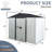 Outdoor Metal Storage Shed 8ft X 4ft - White & Black. Galvanized Iron Frame. Spacious For Equipment. Sloped Roof Lockable Door. Ventilated Interior. Includes Foundation, Anchors, Hooks, Shelf, Lock-118823225