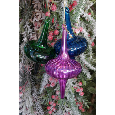Blue Spire Christmas Glass Ornament  F07M10-14