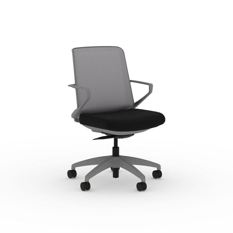 HON Cliq Task Office Chair, Weight-Activated Control, Fixed Arms, Titanium Frame, Black, Black, Titanium