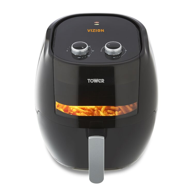 Tower T17071 7L Vortx Vizion Manual Air fryer with Viewing window, Rapid air circulation technology for faster, healthier cooking , 1800w, Black