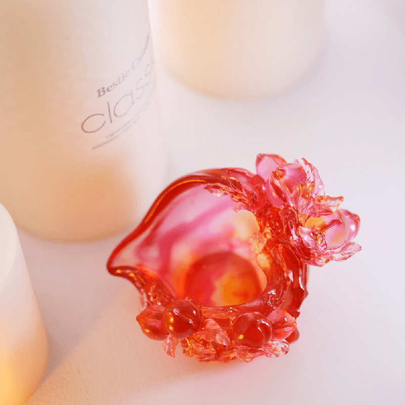 LIULI Crystal, Peach Sculpture | Blessings in the Spring Breeze