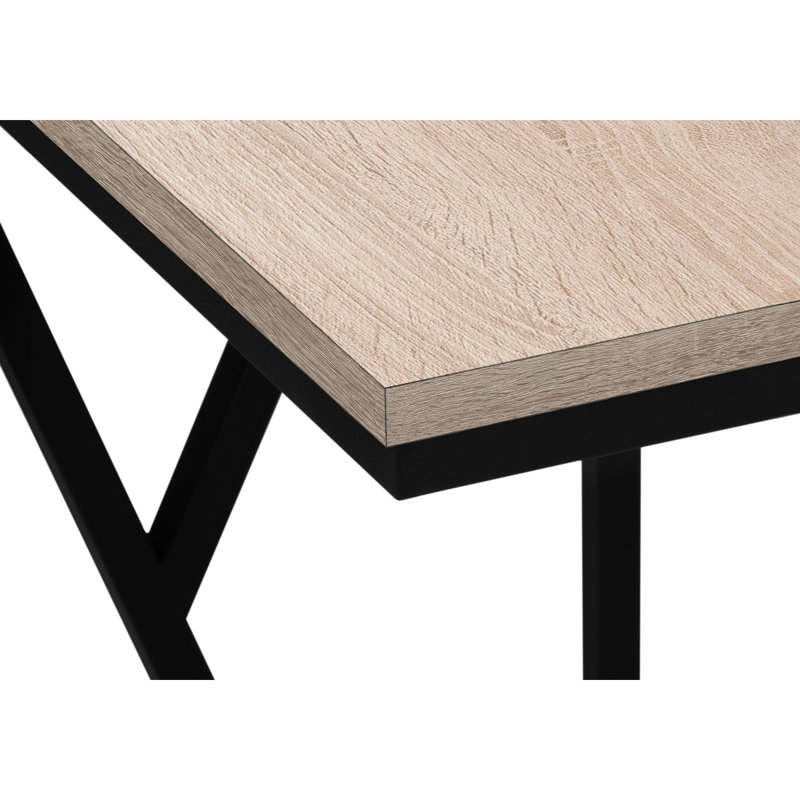 Contemporary Taupe End Table - With Metal Detail Snack Top And Frame