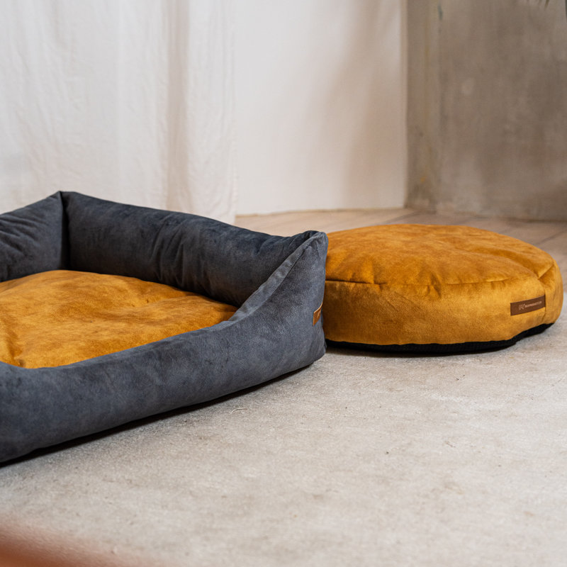 Orthopedic Memory Foam Pet Bed, 20cm H x 85cm W x 105cm D, Graphite/Yellow