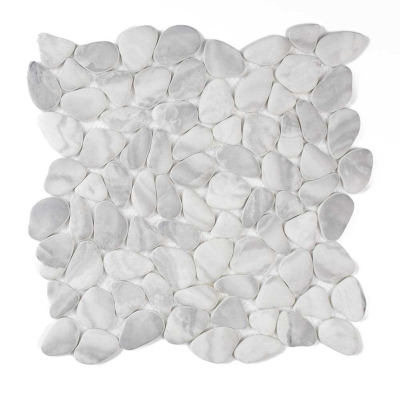 Huron Glass Pebbles Mosaic Tile, Glacier