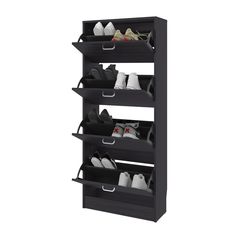 Wenge Vertical Shoe Cabinet with Doors