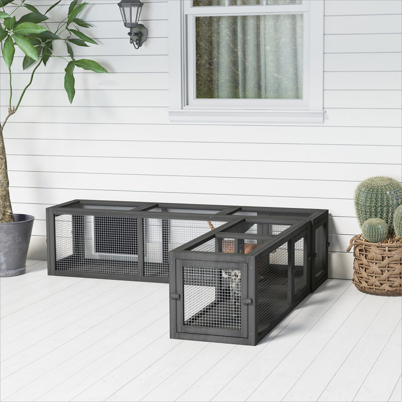 Tunnel pour chat polyvalent en bois pour animaux de compagnie avec portes multiples et conception combinable