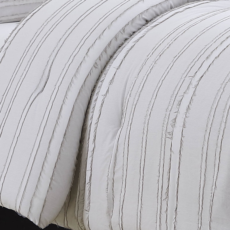 Boston White Cotton King Comforter Set with Decorative Pillows