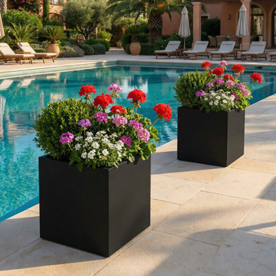 Jardinières rectangulaires en métal pour plantes d'extérieur