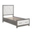 Lit plateforme contemporain avec rangement au pied de lit contemporain ivoire et gris 1pc