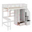 Lit mezzanine simple avec bibliothèque, tiroirs, bureau et garde-robe-512914215