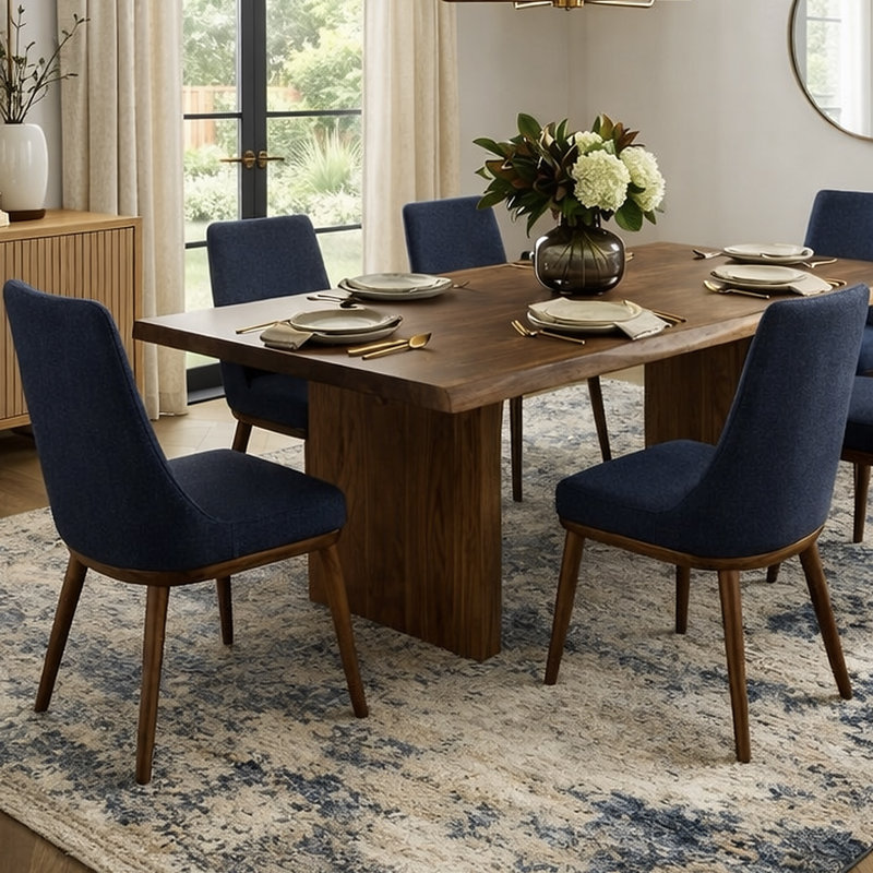 Rosner 19'' H Upholstered Parsons Chair, 	Blue Polyester Blend