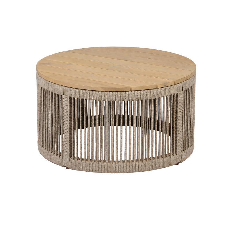 Table basse ronde pour l'extérieur avec plateau en bois d'acacia Everett