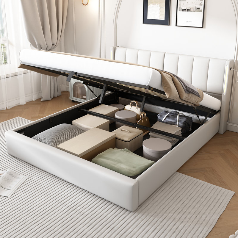 Upholstered Storage Bed, Kingsize (5'), White