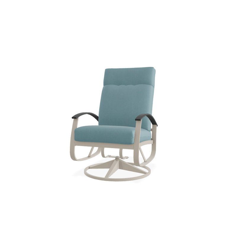 Chaise berçante pivotante réglable avec coussins Askar, Bleu minéral, Graphite classique P30, Blanc brillant
