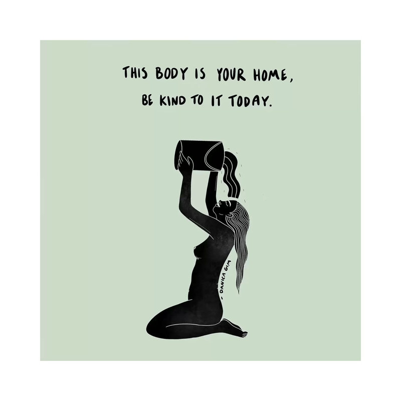 «This Body» par Danica Gim - reproduction d'art textuel sur toile tendue, H 12 po x l 12 po x P 0,75 po