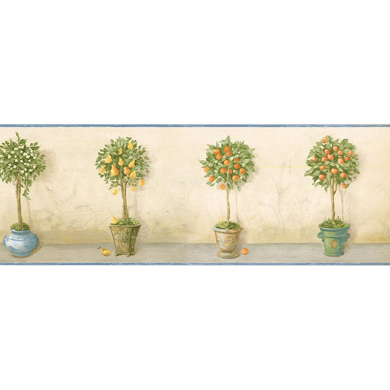Bordure de papier peint à motif d'arbres fruitiers avec poires Andoranges