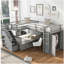 Lit superposé simple en forme de L simple avec 3 tiroirs, bureau portable et garde-robe, gris (ANCIEN SKU: LT100542AAE)