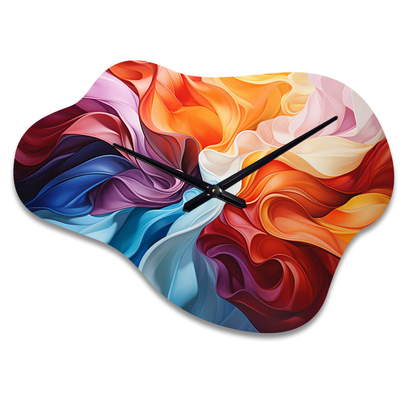 Opt Art Dynamic Chromatics - Op Art, horloge murale asymétrique en métal, impression d'horloge moderne en nuage, Petit