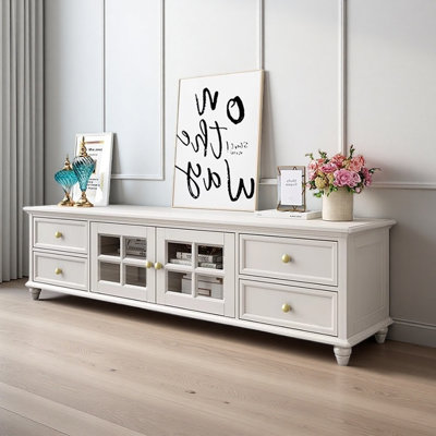 American-style Solid Wood White TV Cabinet