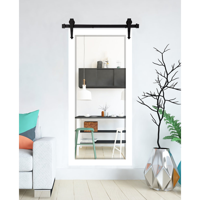 Neace Flat Wall Mirror, Brushed Nickel, 65" H x 30" W