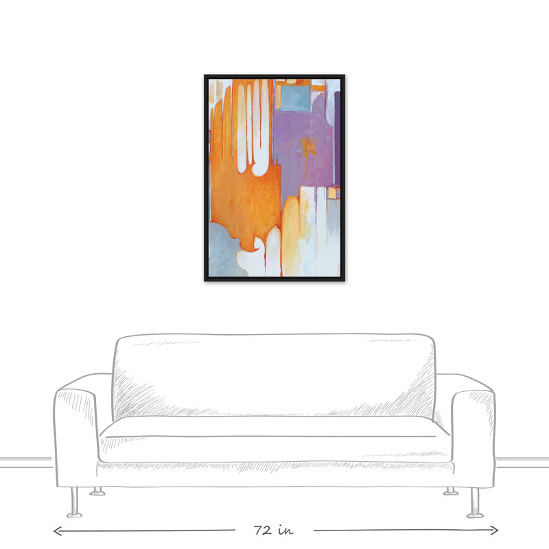 Orange And Purple Abstract Floating Framed Canvas, 37.75" H x 25.75" W